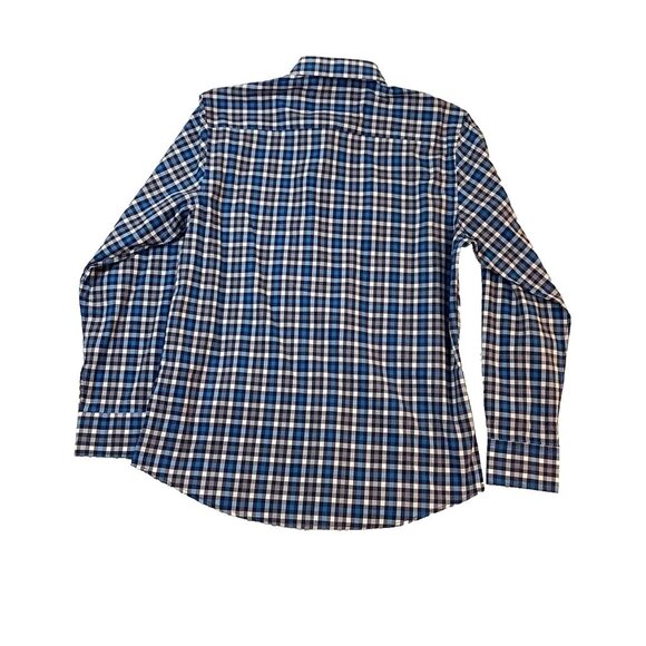 Bachrach Mens Size XL Long Sleeve Button Up Check Blue Shirt 100% Cotton - Picture 2 of 9